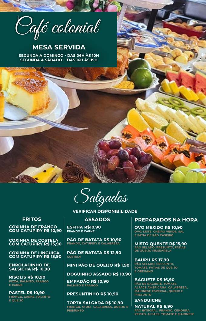 Ópera Café cardápio