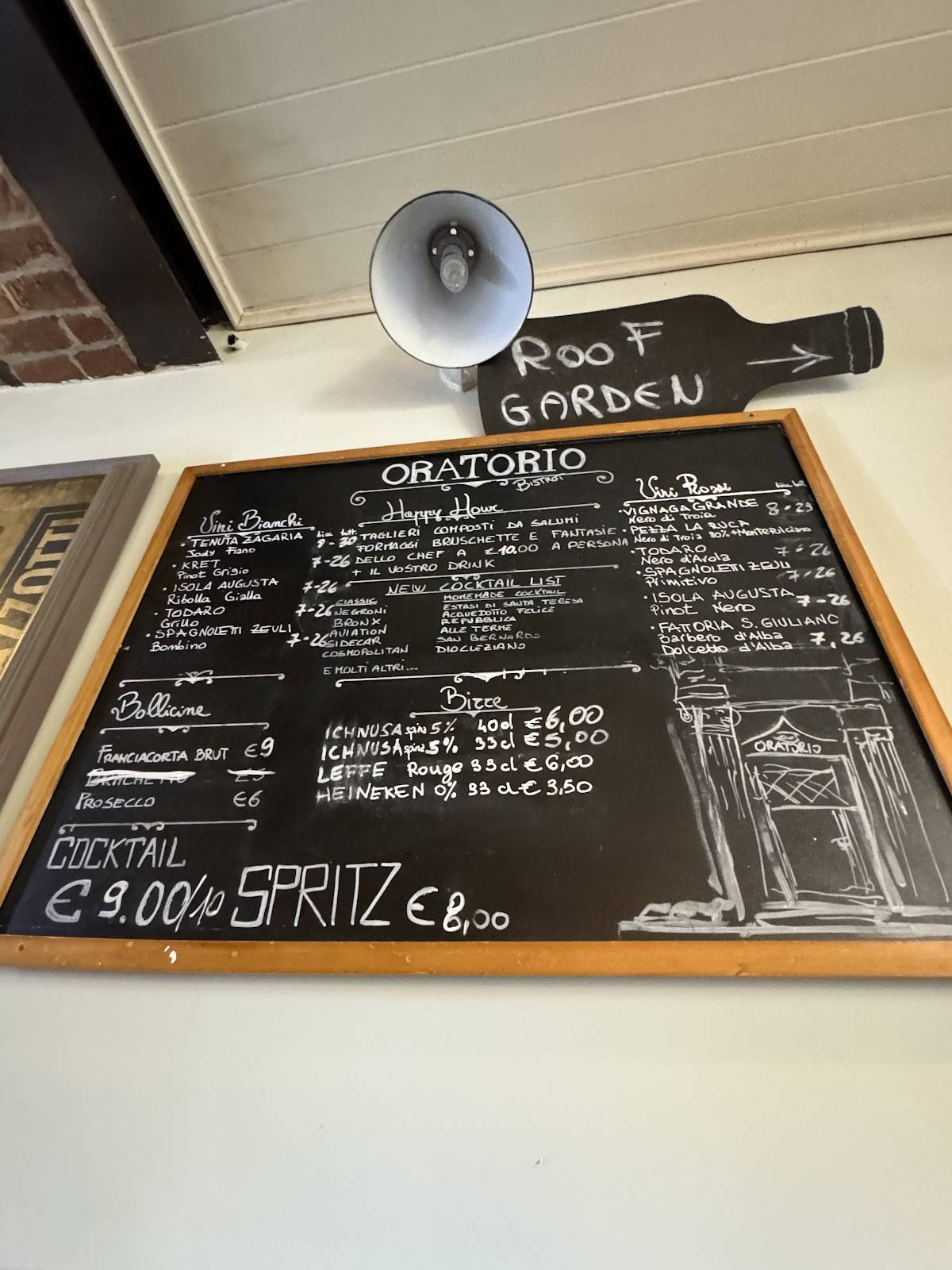 Menu di Oratorio Bistrot 