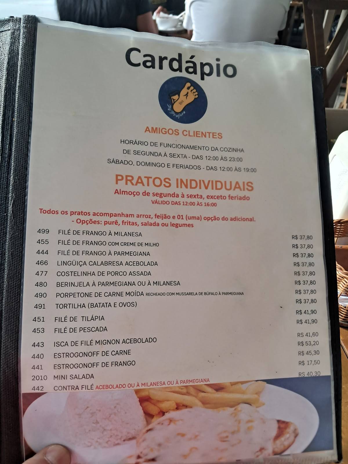 Bar Pé Pra Fora cardápio