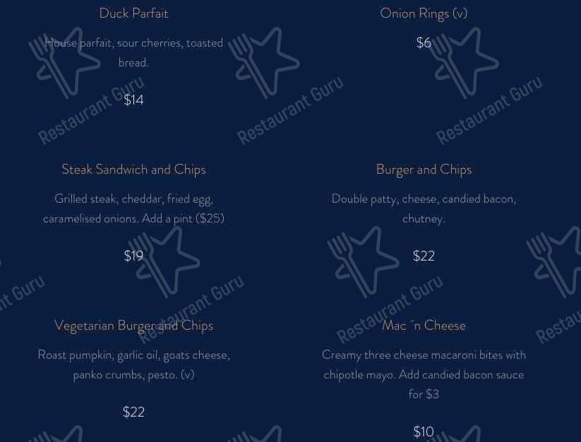 Menu at Percy Flint pub & bar, South Fremantle