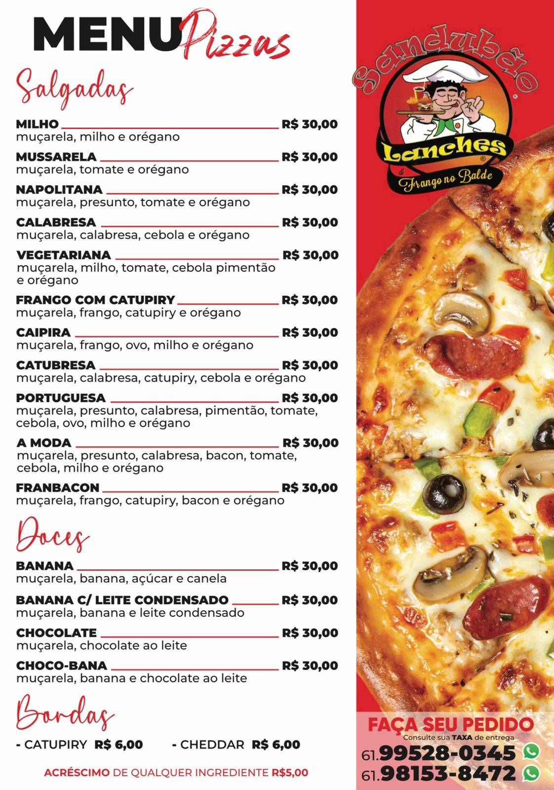 Pizzaria e Lanchonete Sandubão cardápio