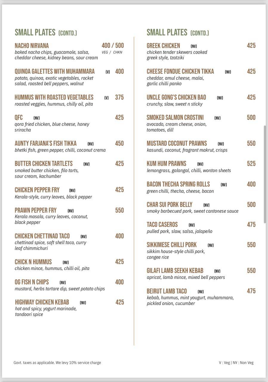 QORA - Cocktail Bar & Kitchen menu