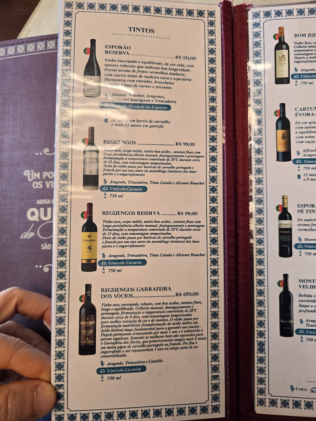 Quinta do Olivardo cardápio