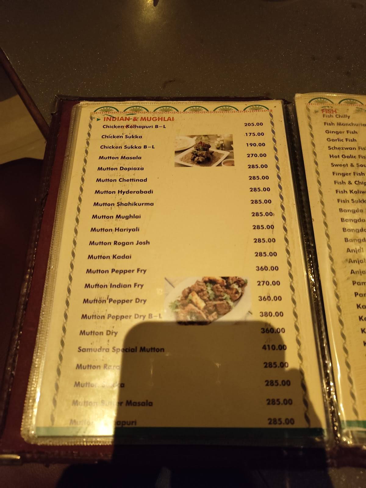 Samudra Bar & Restaurant menu