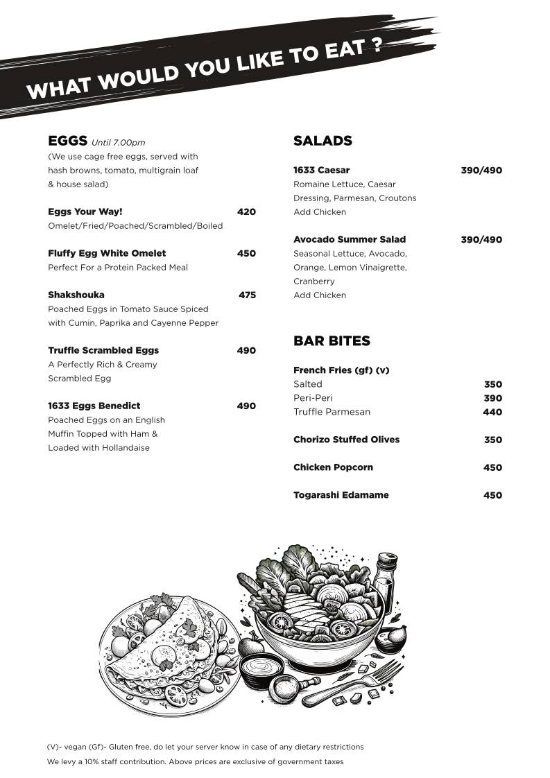 Sixteen 33 Bandra menu