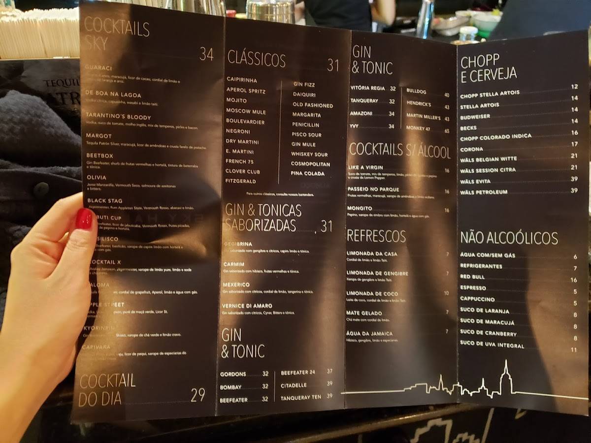 Sky Hall Terrace Bar cardápio