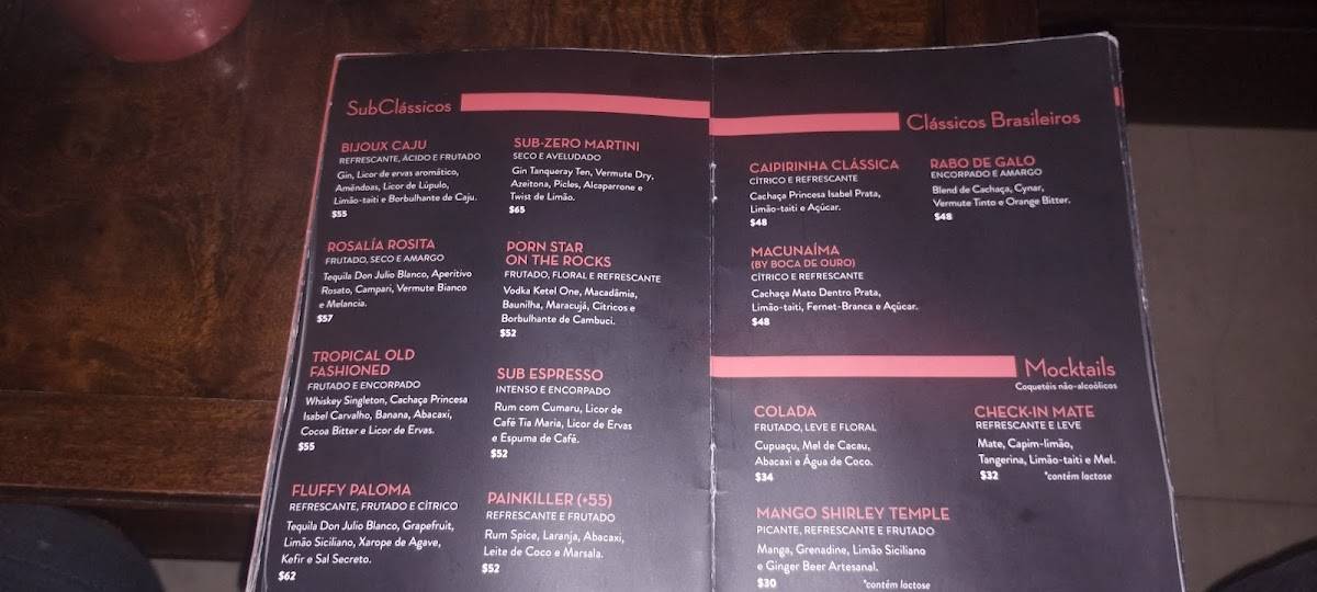 SubAstor Bar do Cofre cardápio