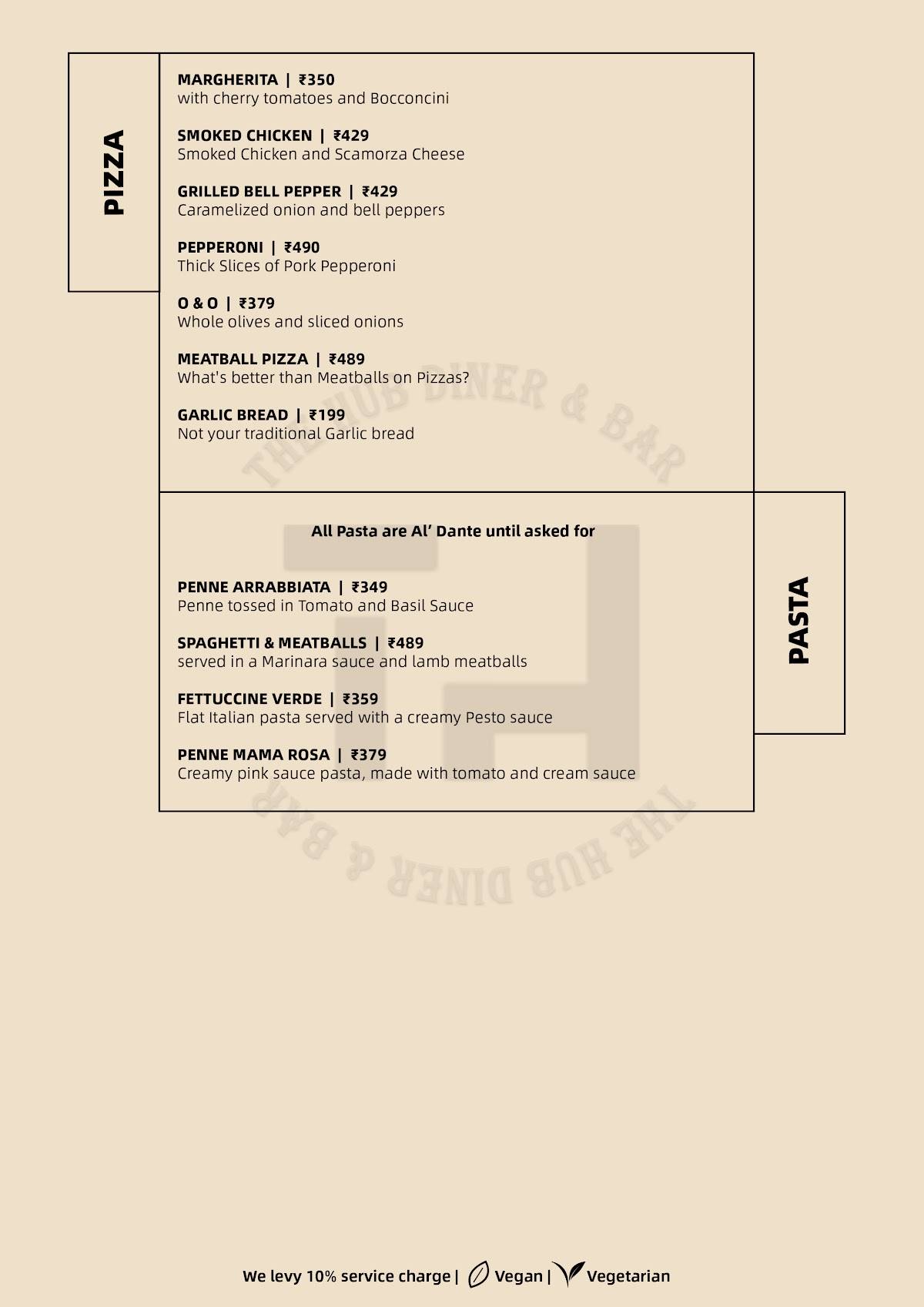 The Hub - Diner and Bar menu