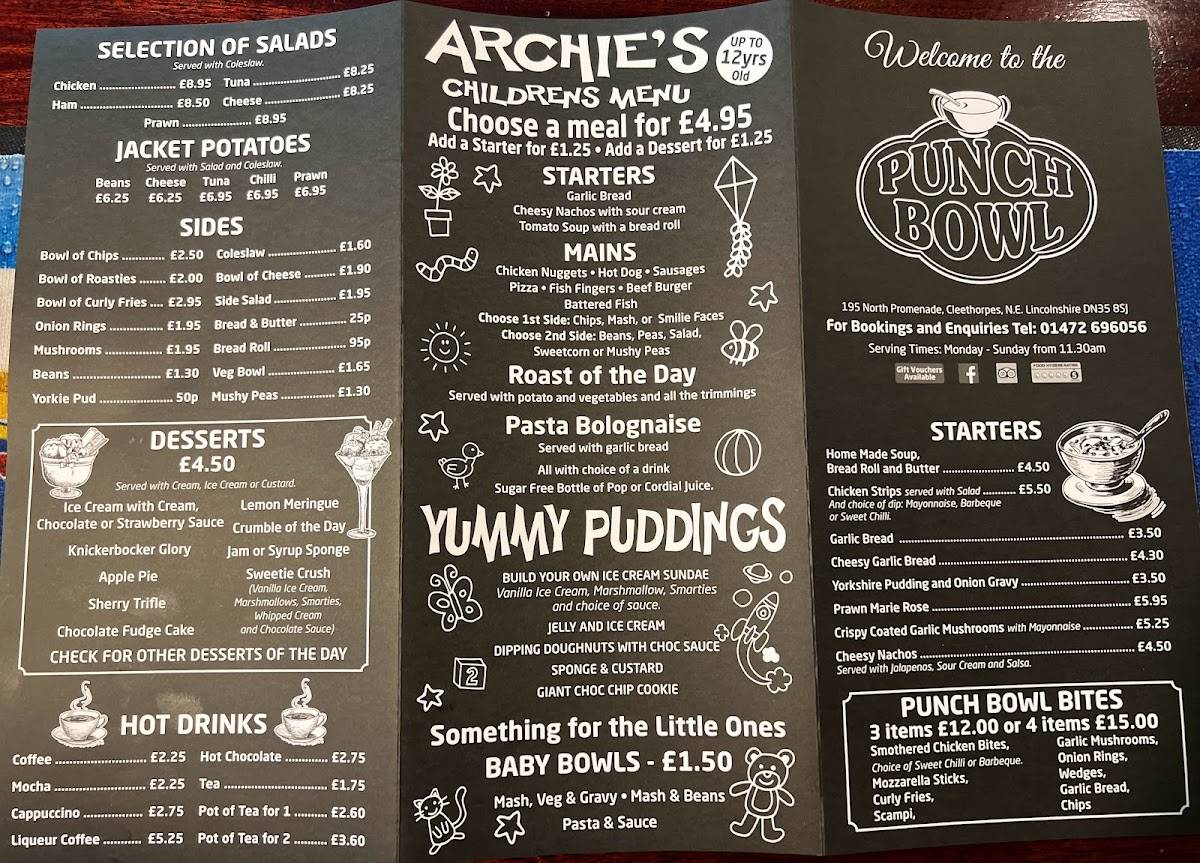 Menu at The Punch Bowl pub & bar, Cleethorpes