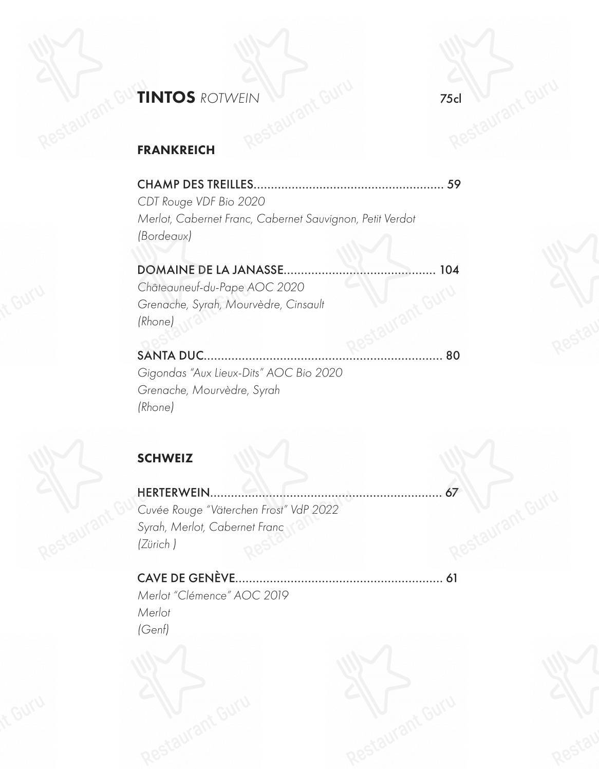 Menu bar per Püente in Zurigo