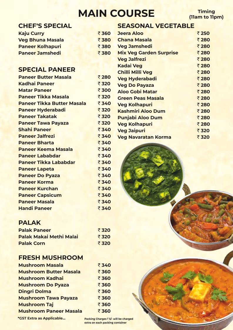Puja Sweets, Restaurant and Party Hall menu