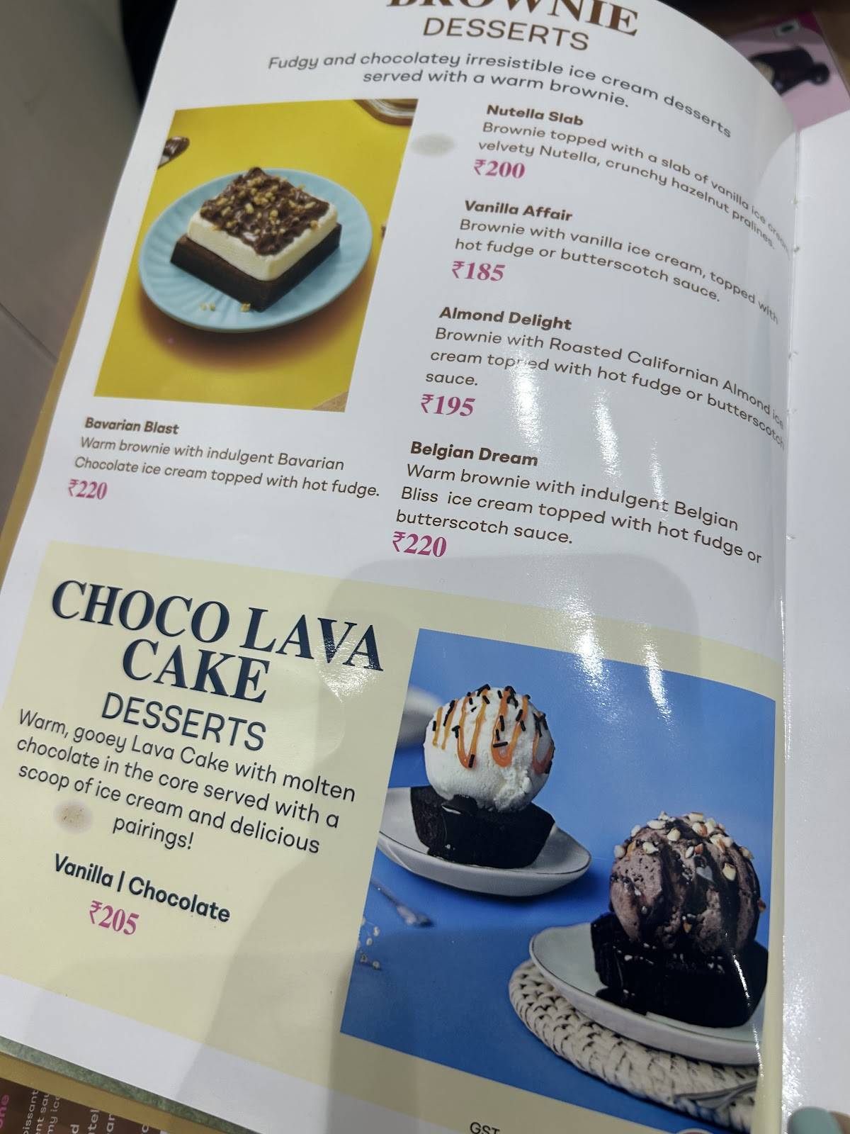 Baskin Robbins menu