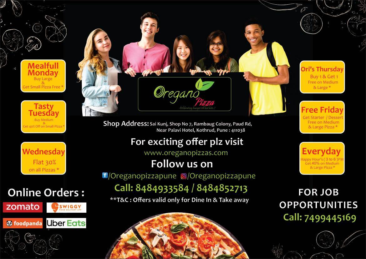 Oregano Pizza menu