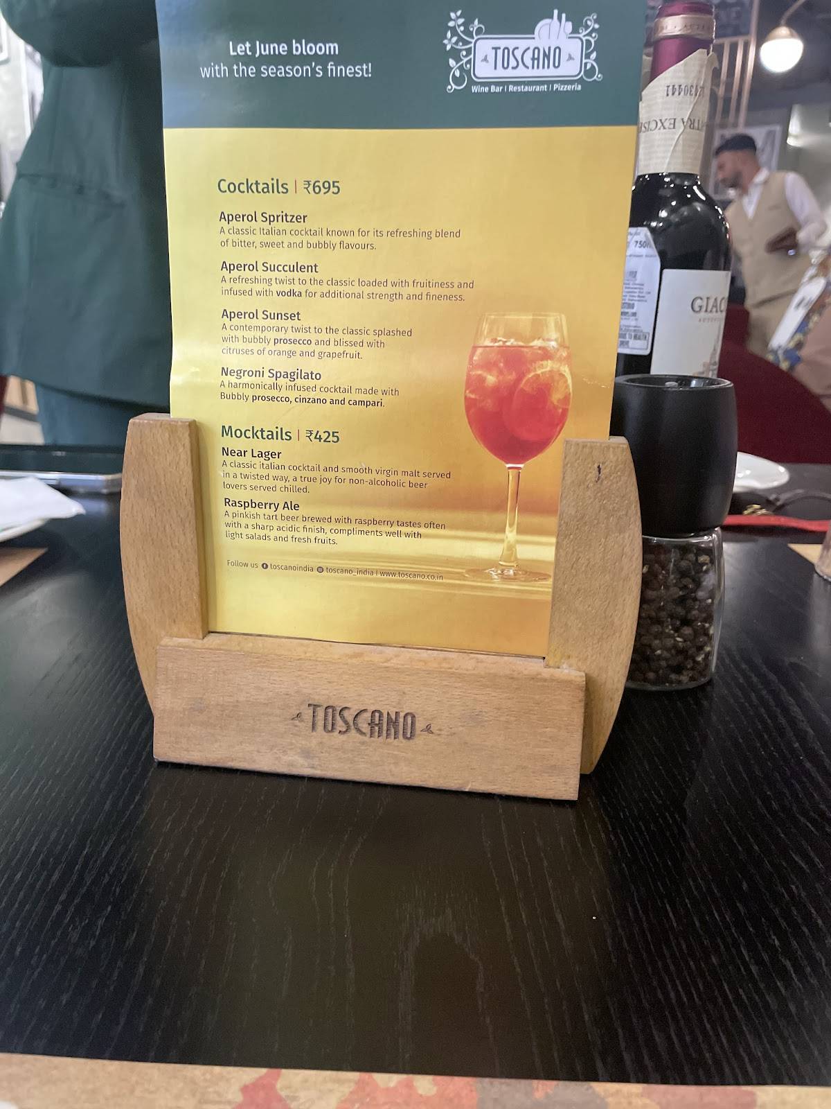 Toscano menu