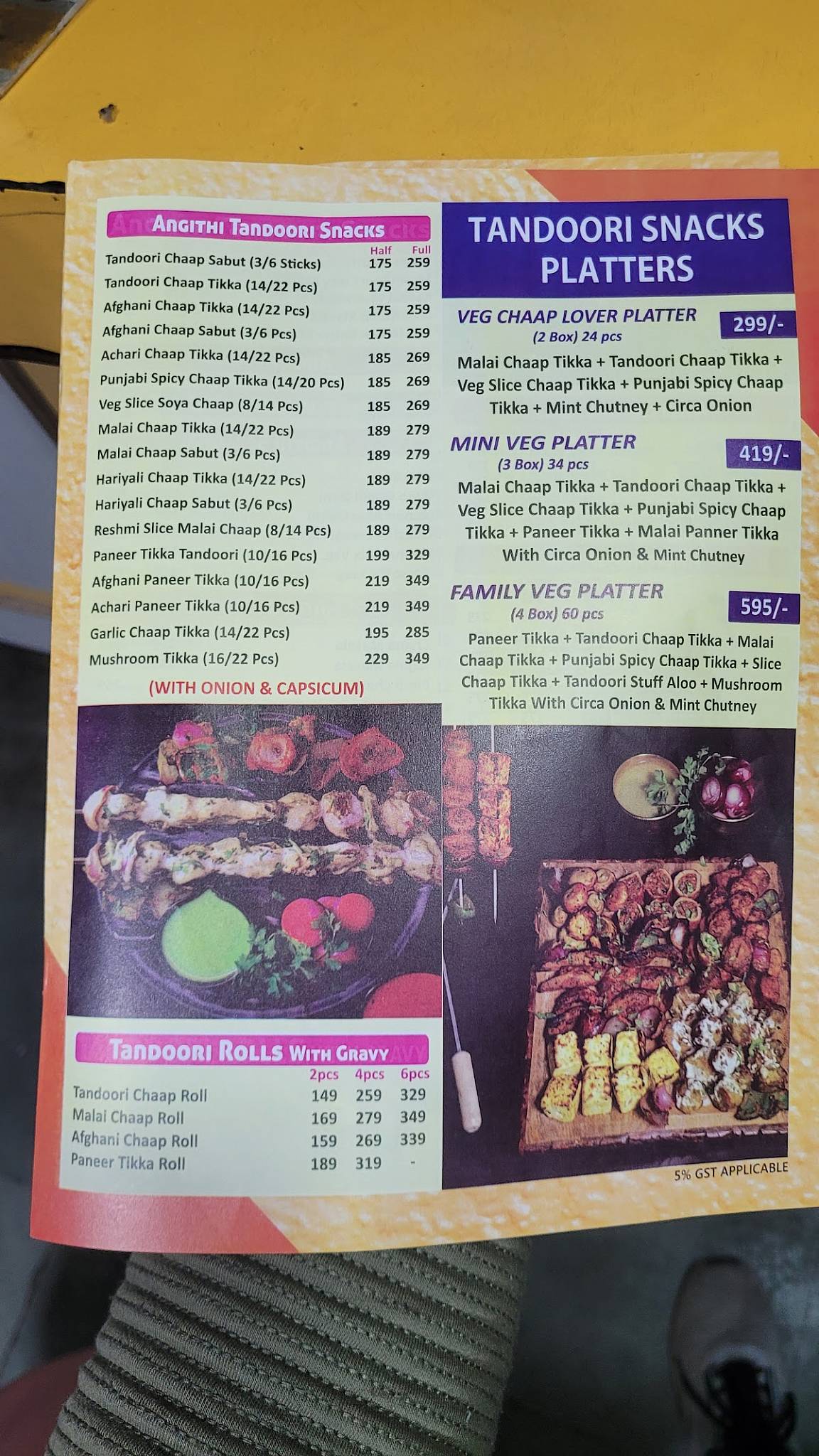 Punjabi Angithi menu