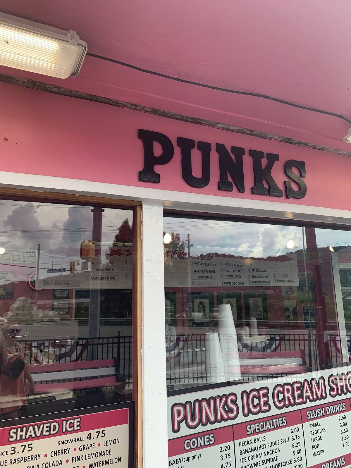 Menu at Punks Ice Cream Shop, Baden