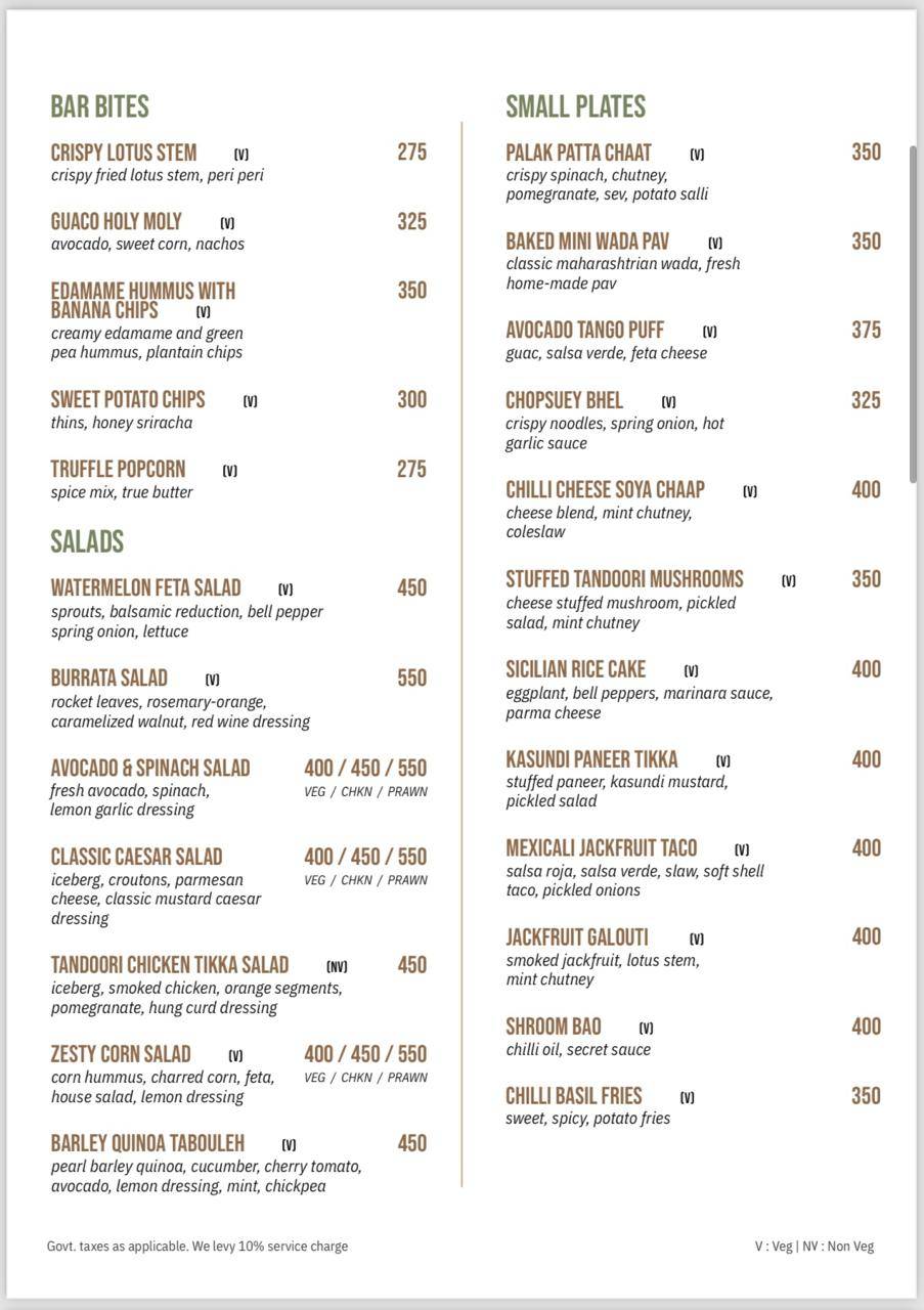 QORA - Cocktail Bar & Kitchen menu