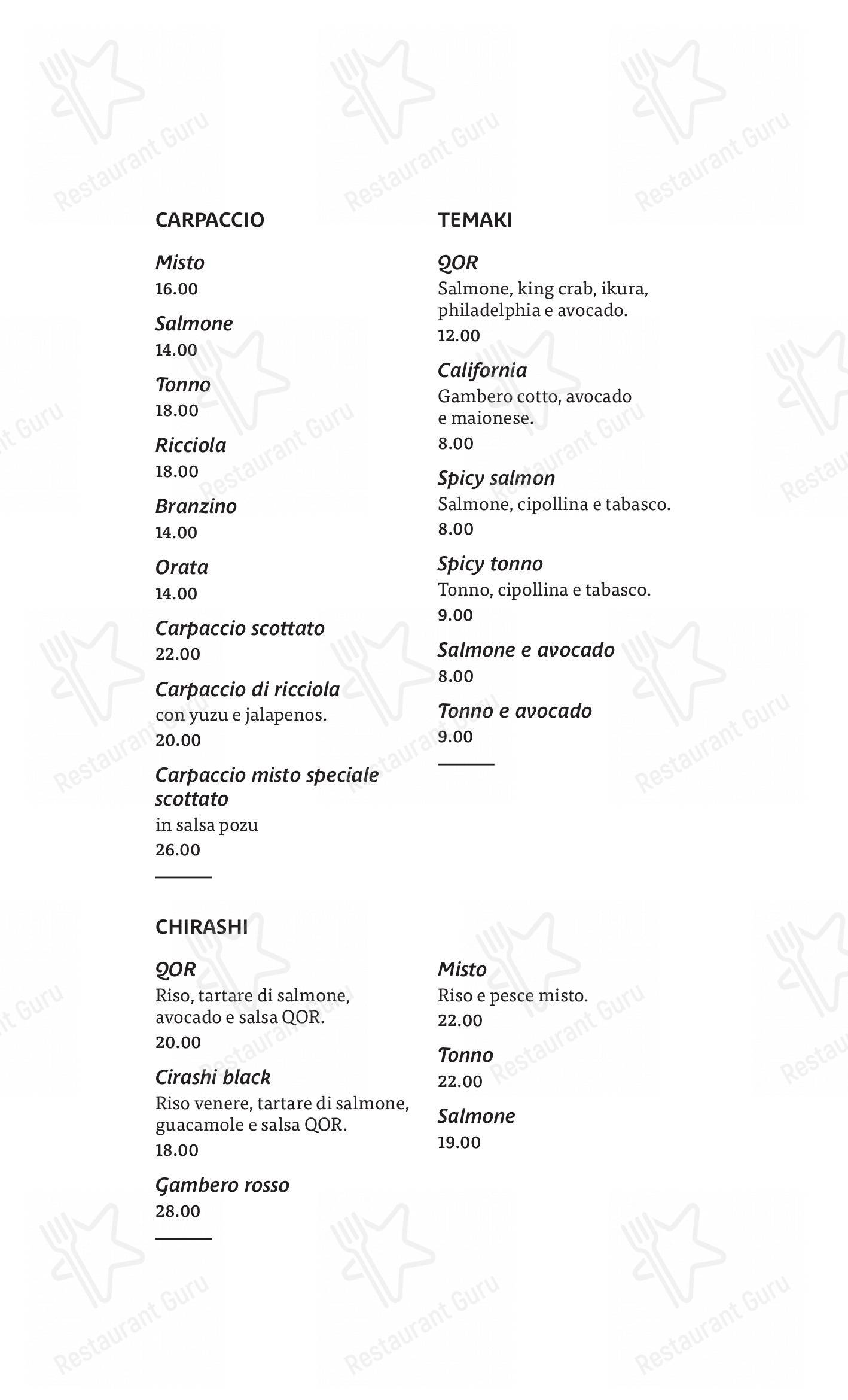 QOR - Ristorante Giapponese - Milano in Milano - Menu