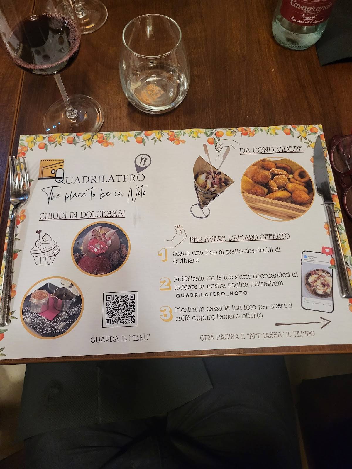 Menu di QUADRILATERO RISTORANTE PIZZERIA