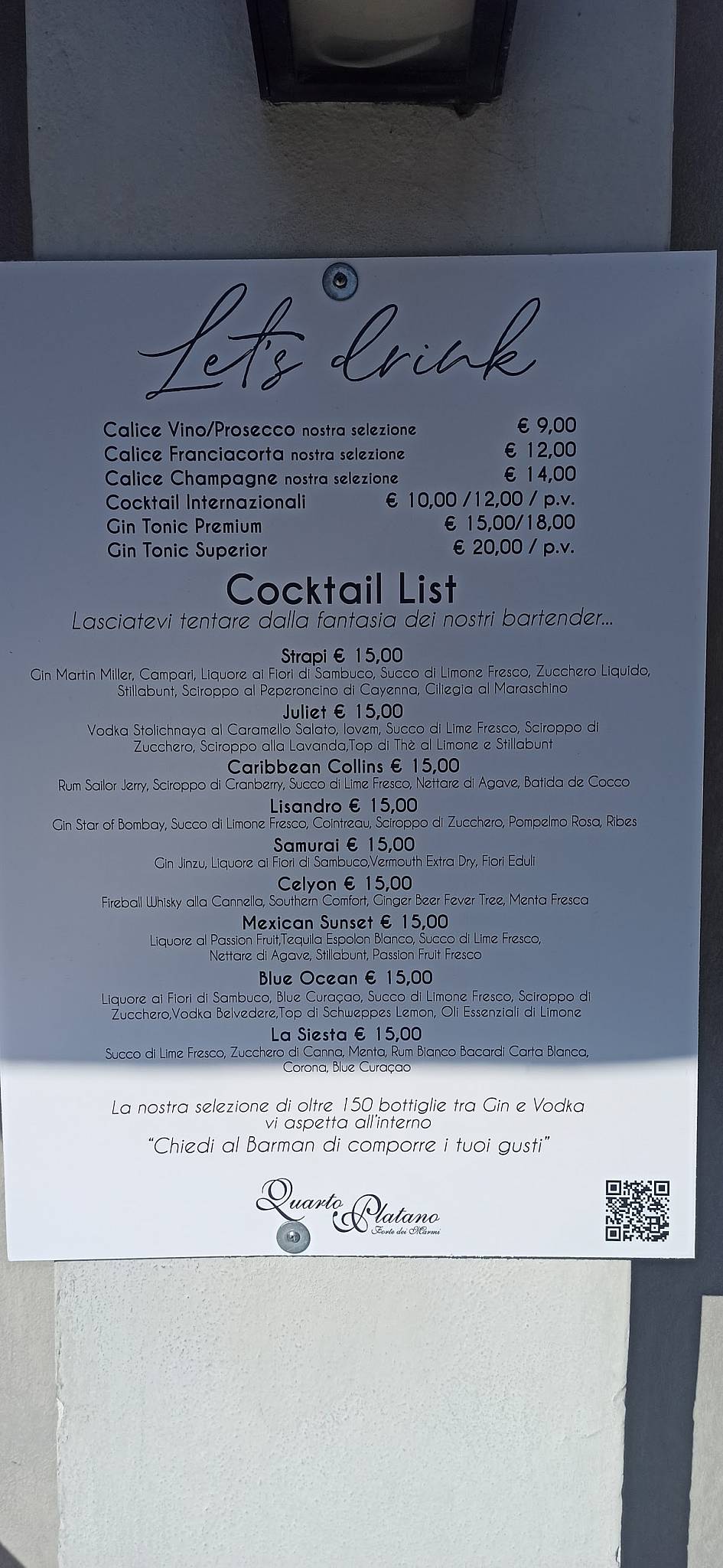 Menu di Caffè Roma Quarto Platano 