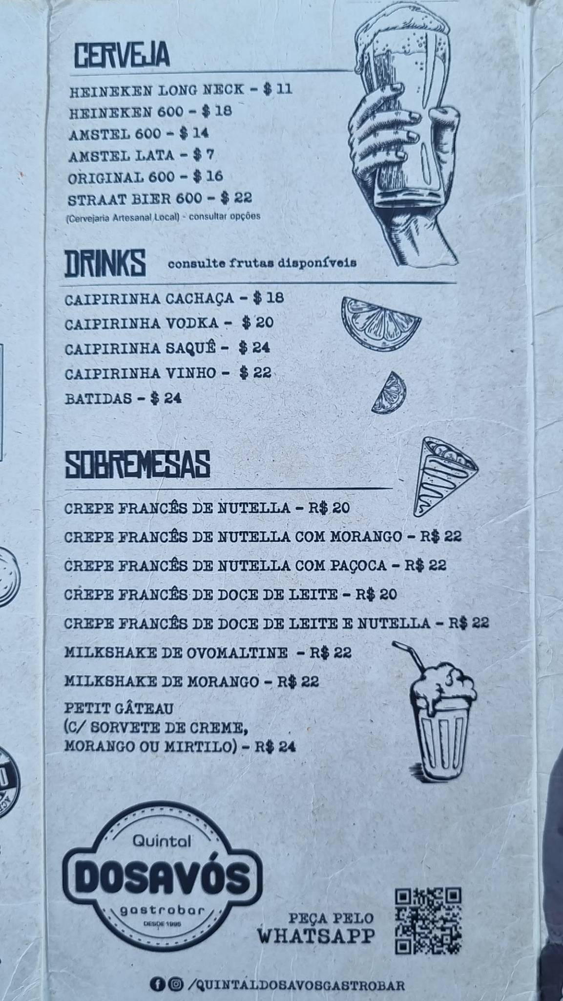 Quintal Dosavós Gastrobar cardápio