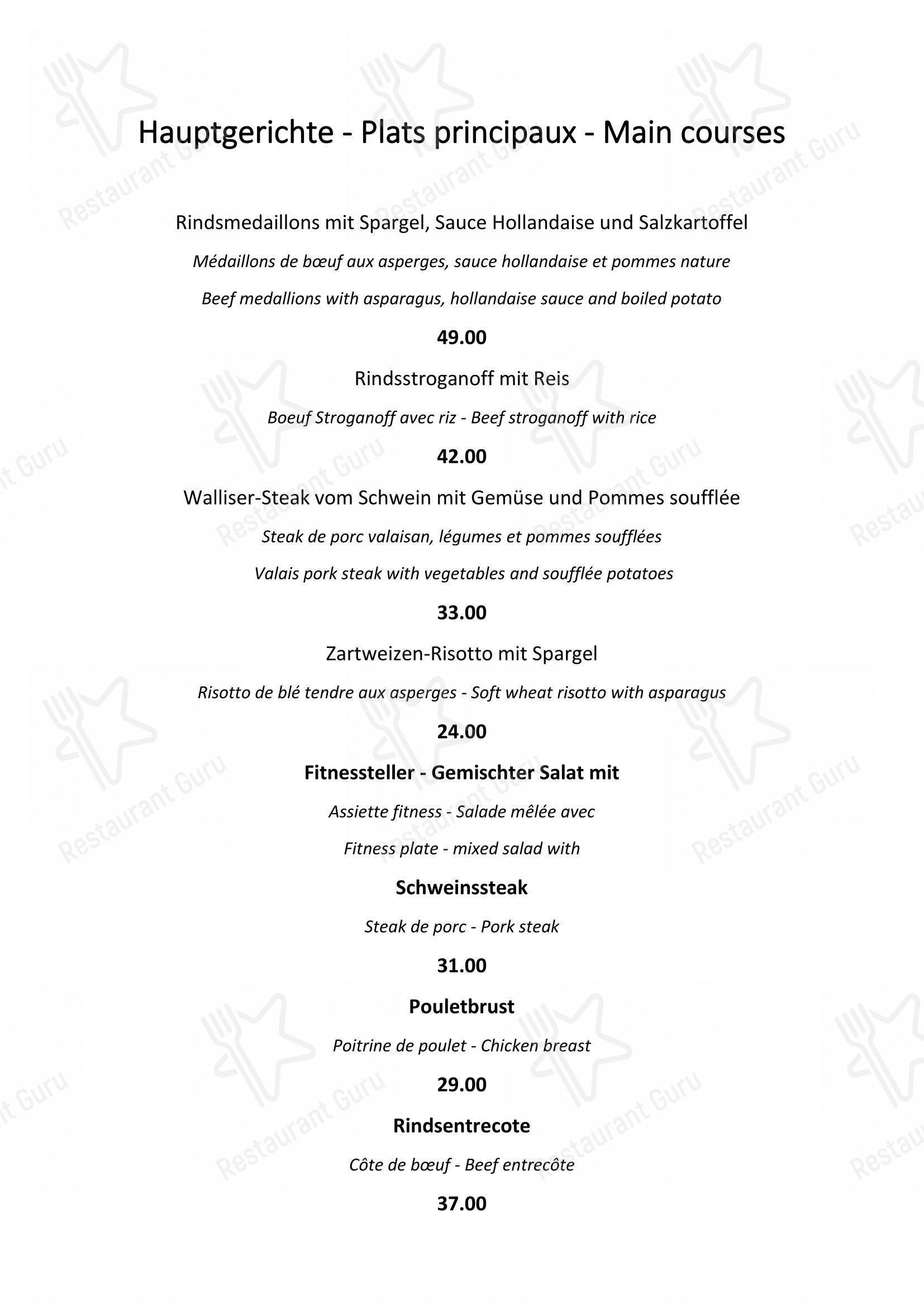 Restaurant Chez Roli in Saas-Fee - Menu bar