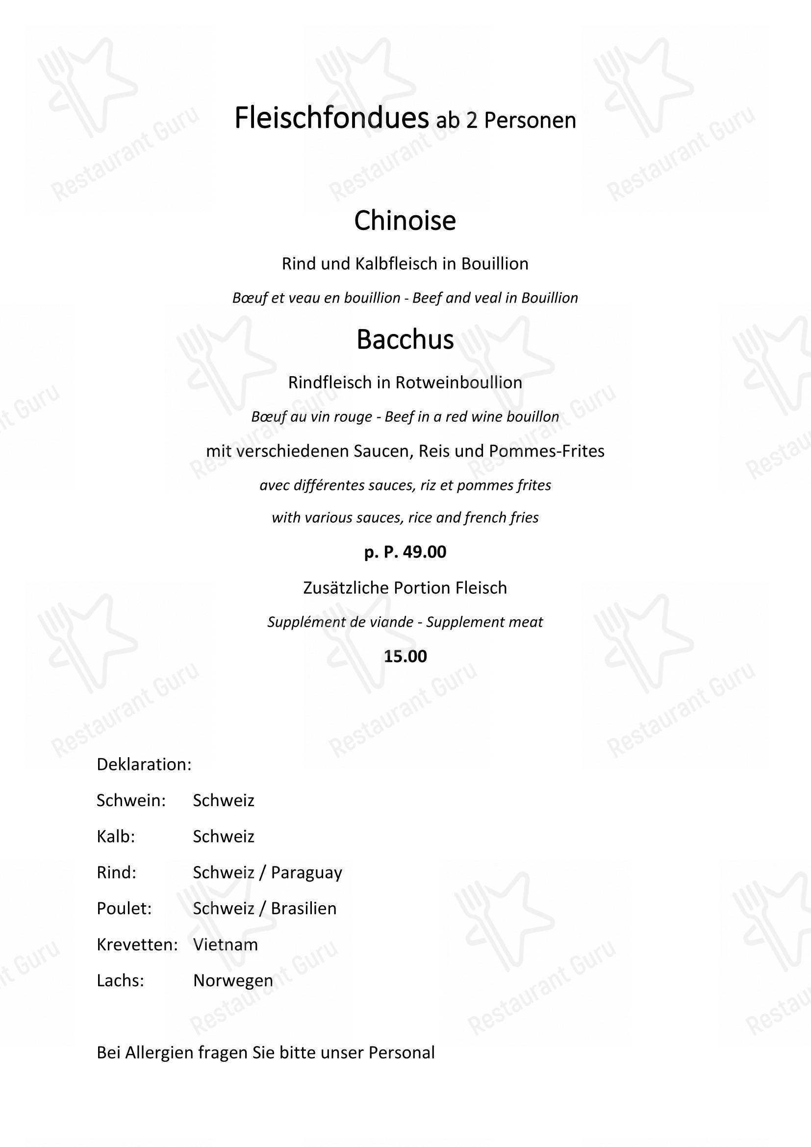 Menu bar per Restaurant Chez Roli in Saas-Fee