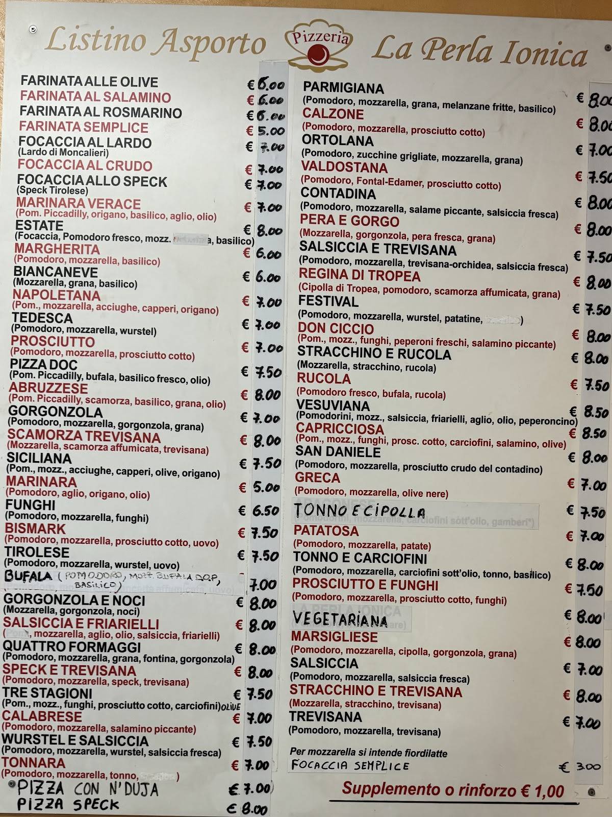 Menu di La Perla Ionica 