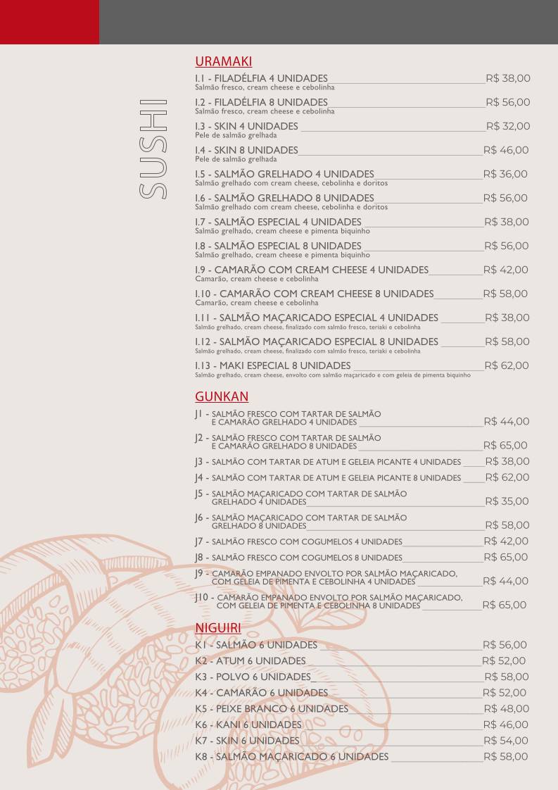 RYU - Sushi Bar cardápio