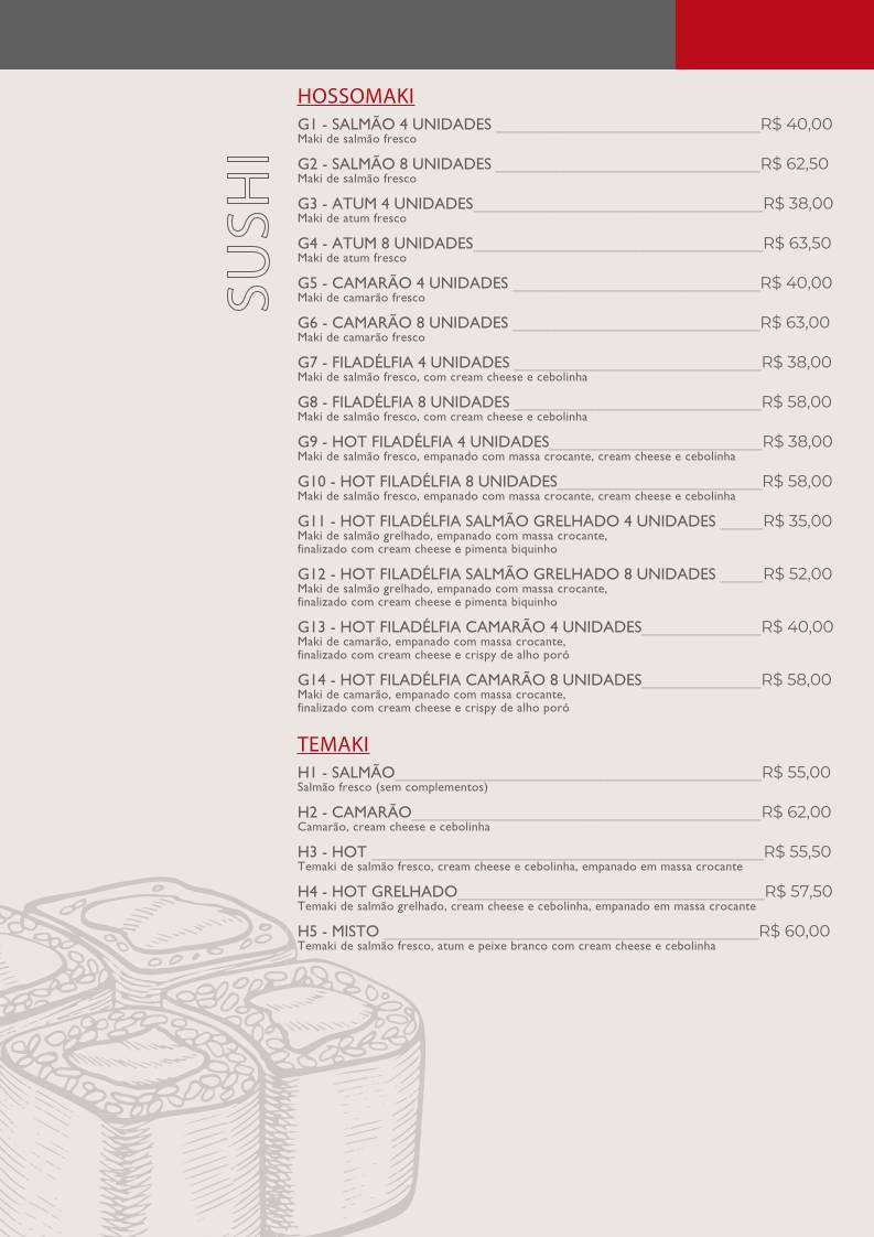 RYU - Sushi Bar cardápio