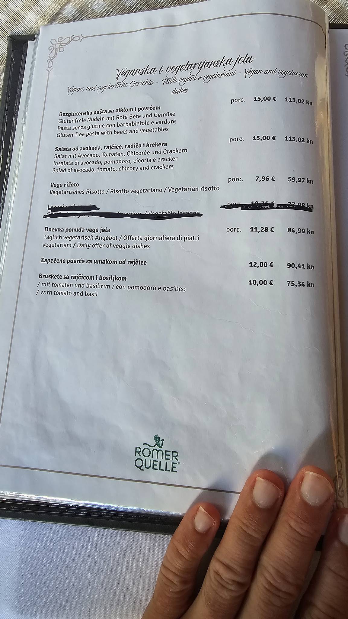 Menu di Restaurant Santa Maria 