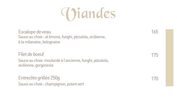 Menu de La Terrazza Rabat