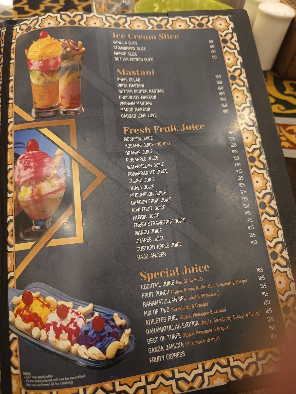 Rahamatulla Restaurant menu