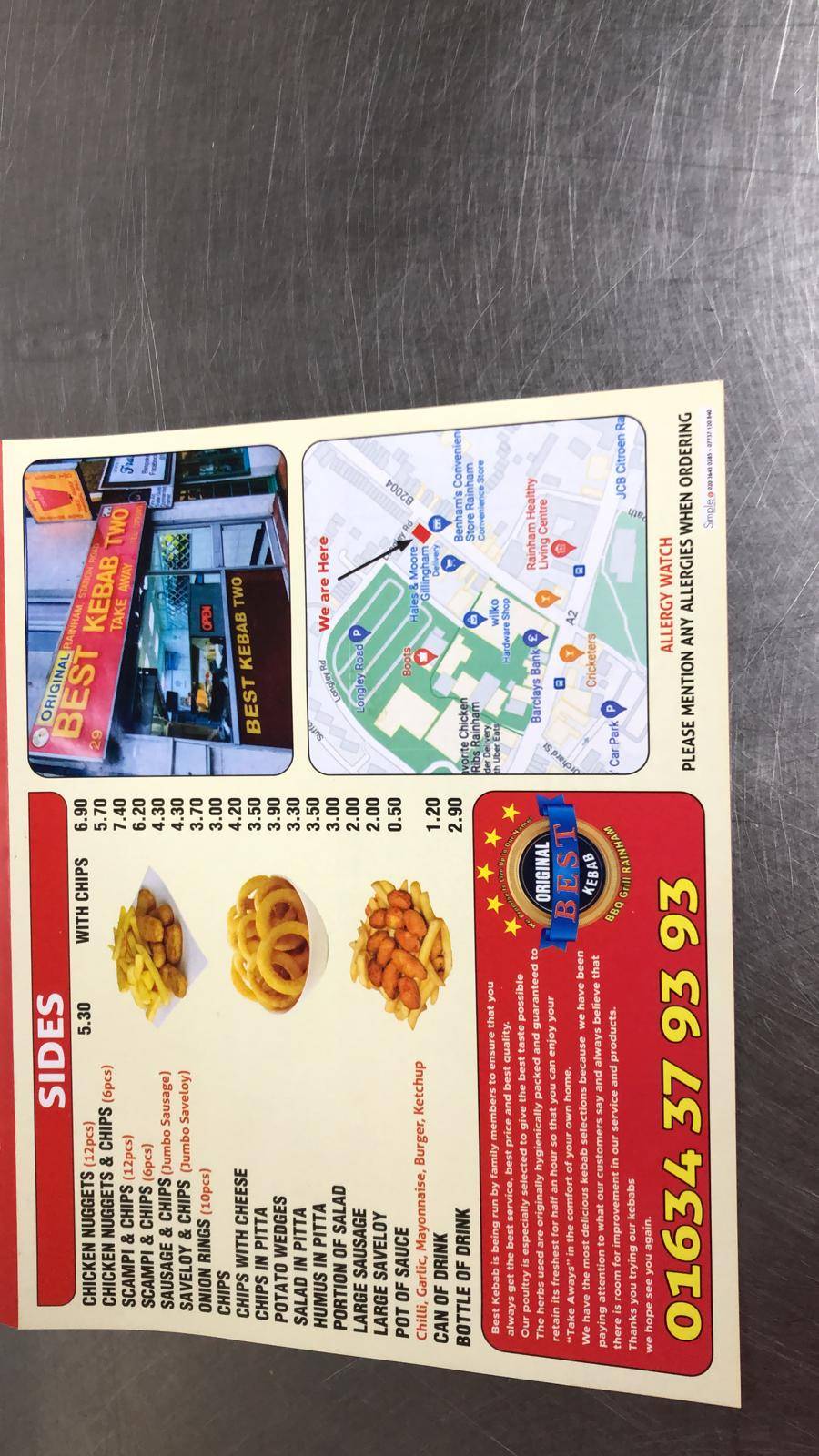 Menu at Rainham Best Kebab fast food, Gillingham