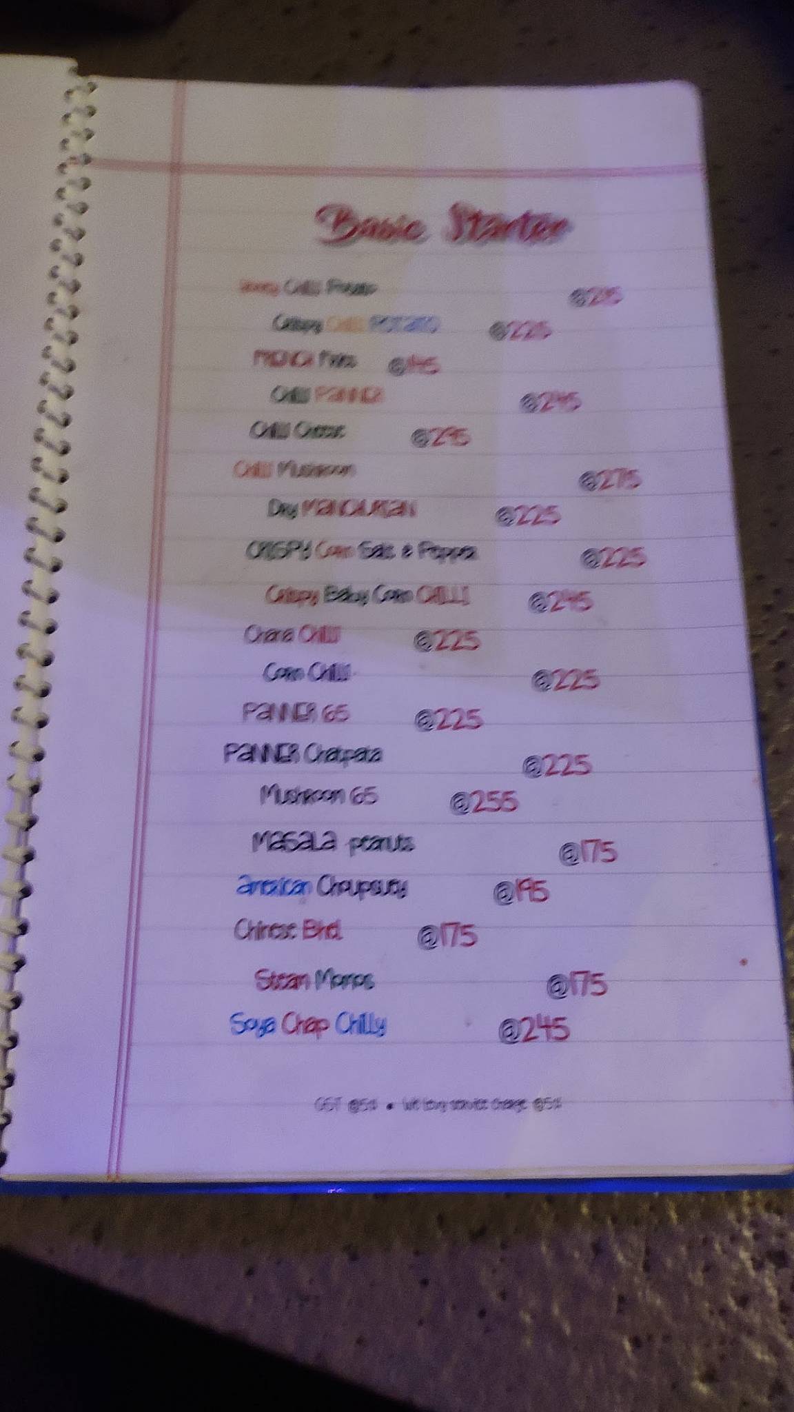 Amigos menu