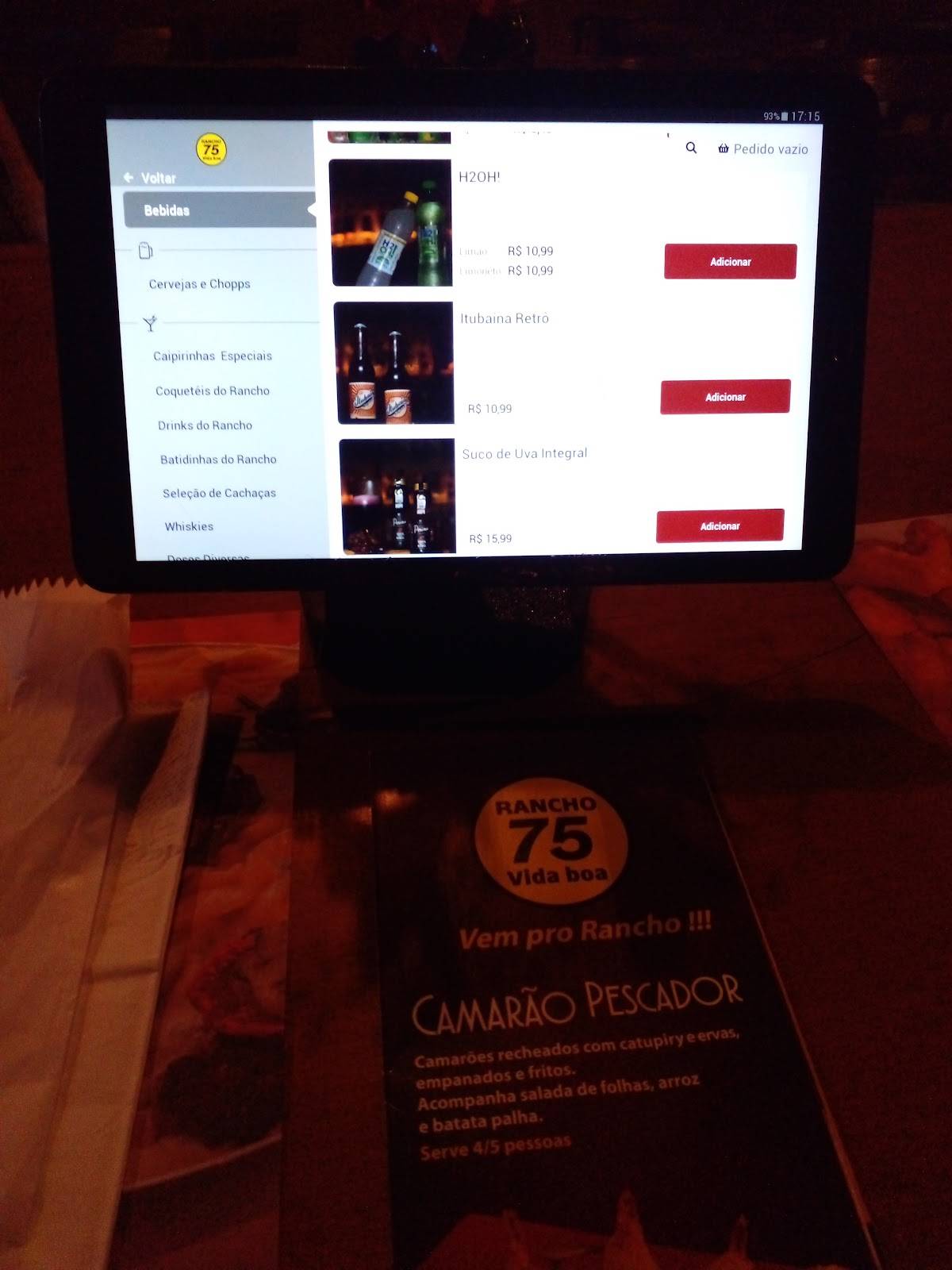 Rancho 75 cardápio