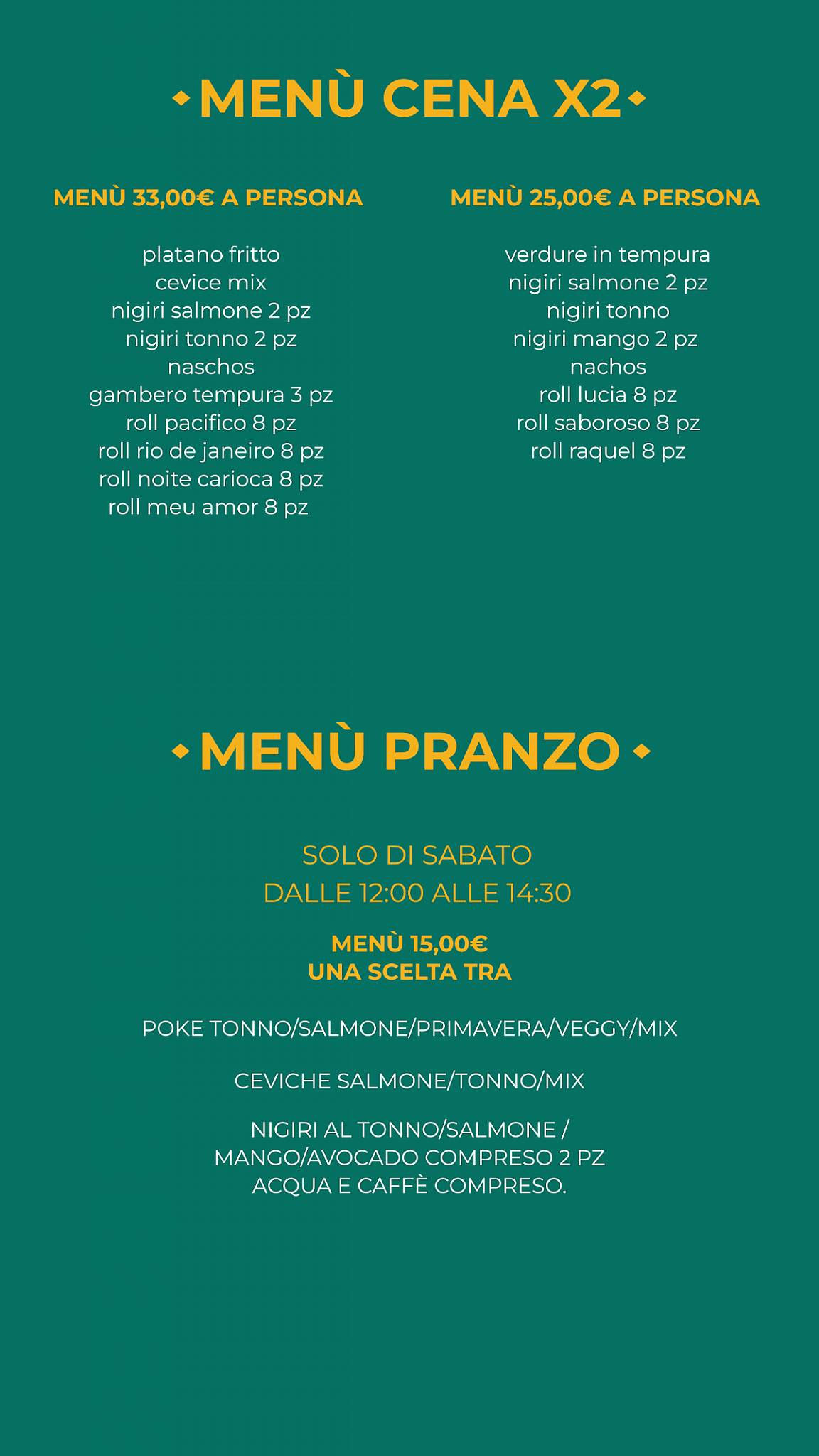 Menu di Raquel Experience 
