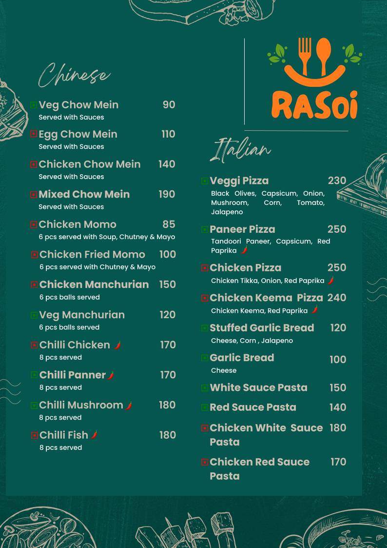 Rasoi Restro menu
