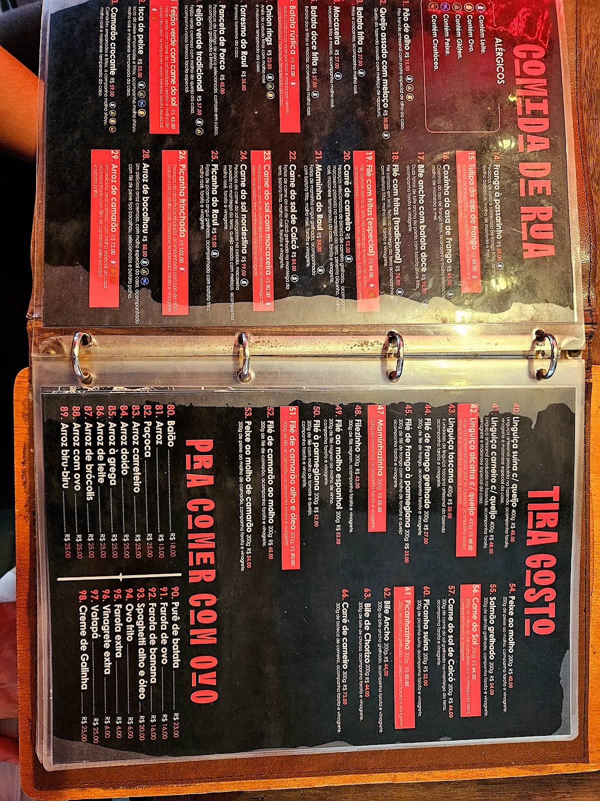 Raul Carnes & Bebidas cardápio