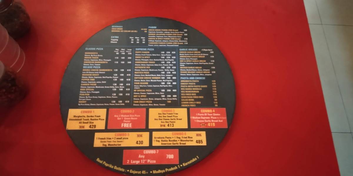 Real Paprika, Rajkot menu