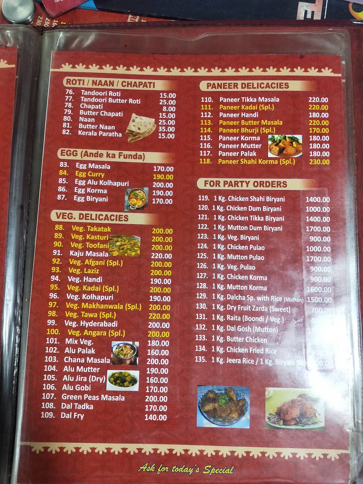 Real Taste menu