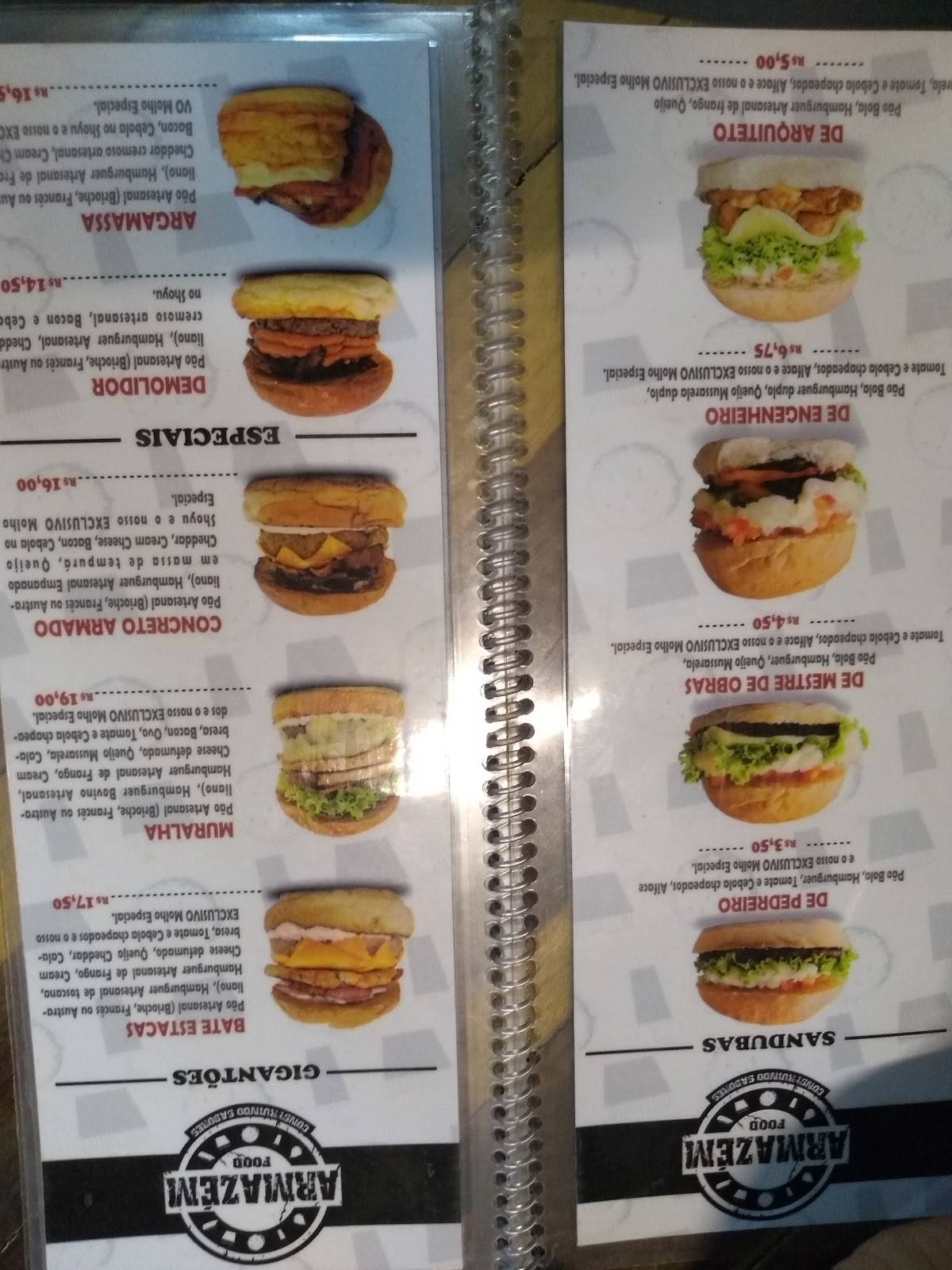 Armazém Food cardápio