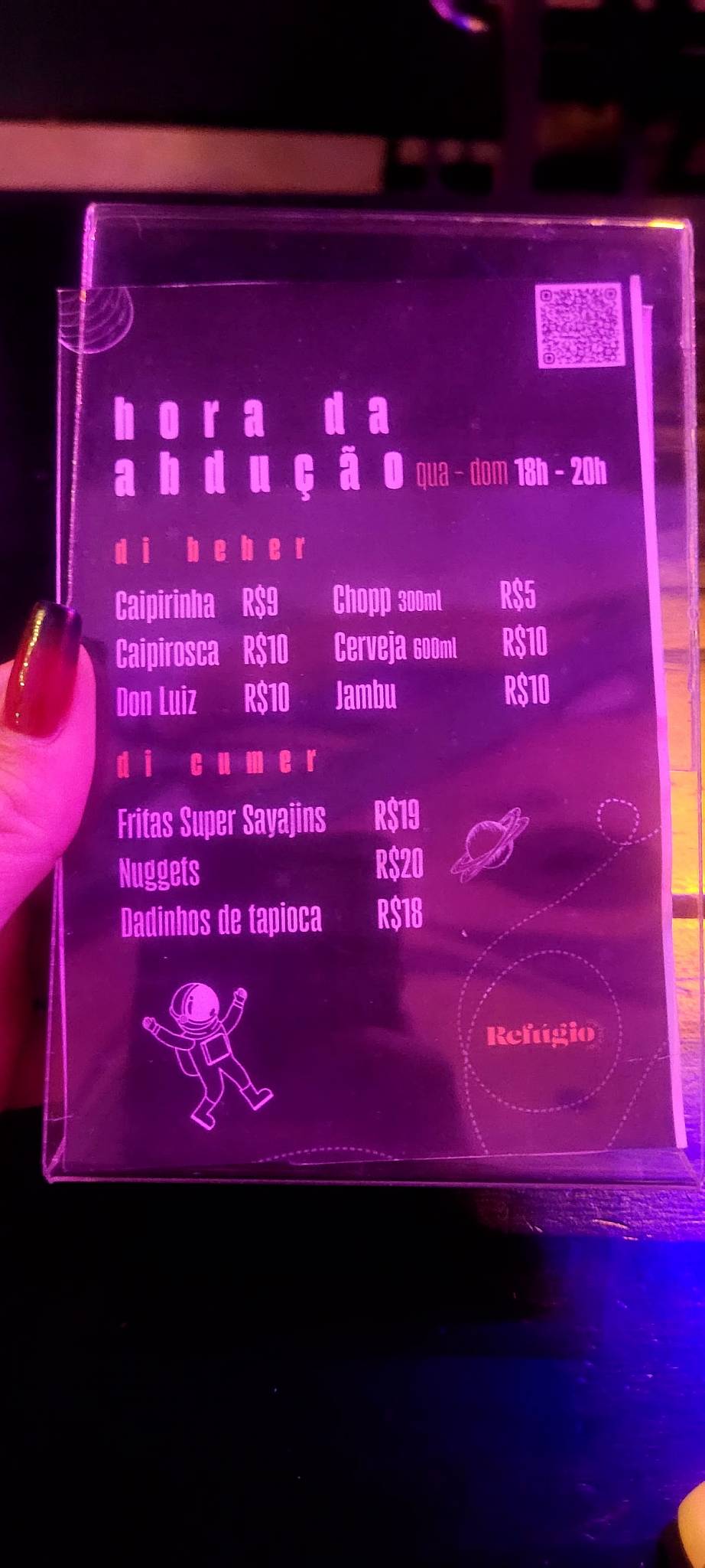 Refúgio Cozinha e Bar cardápio