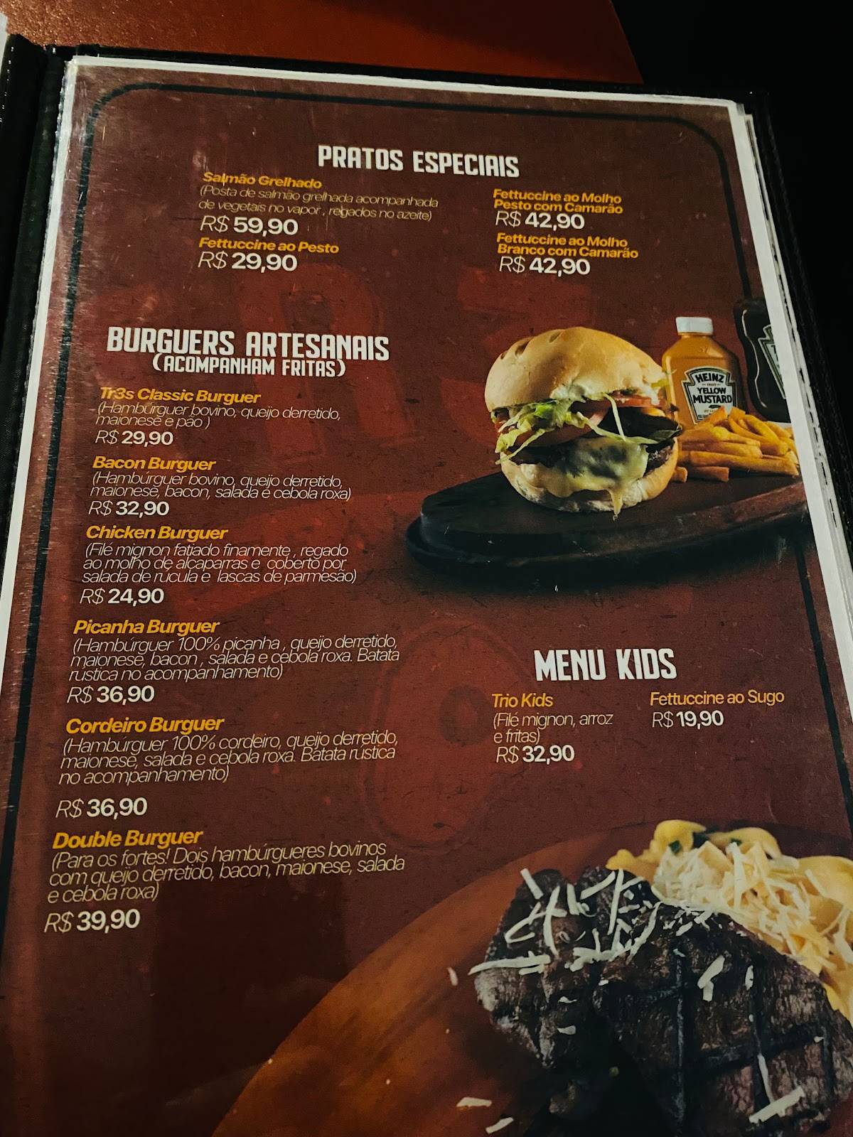TR3S Steakhouse cardápio