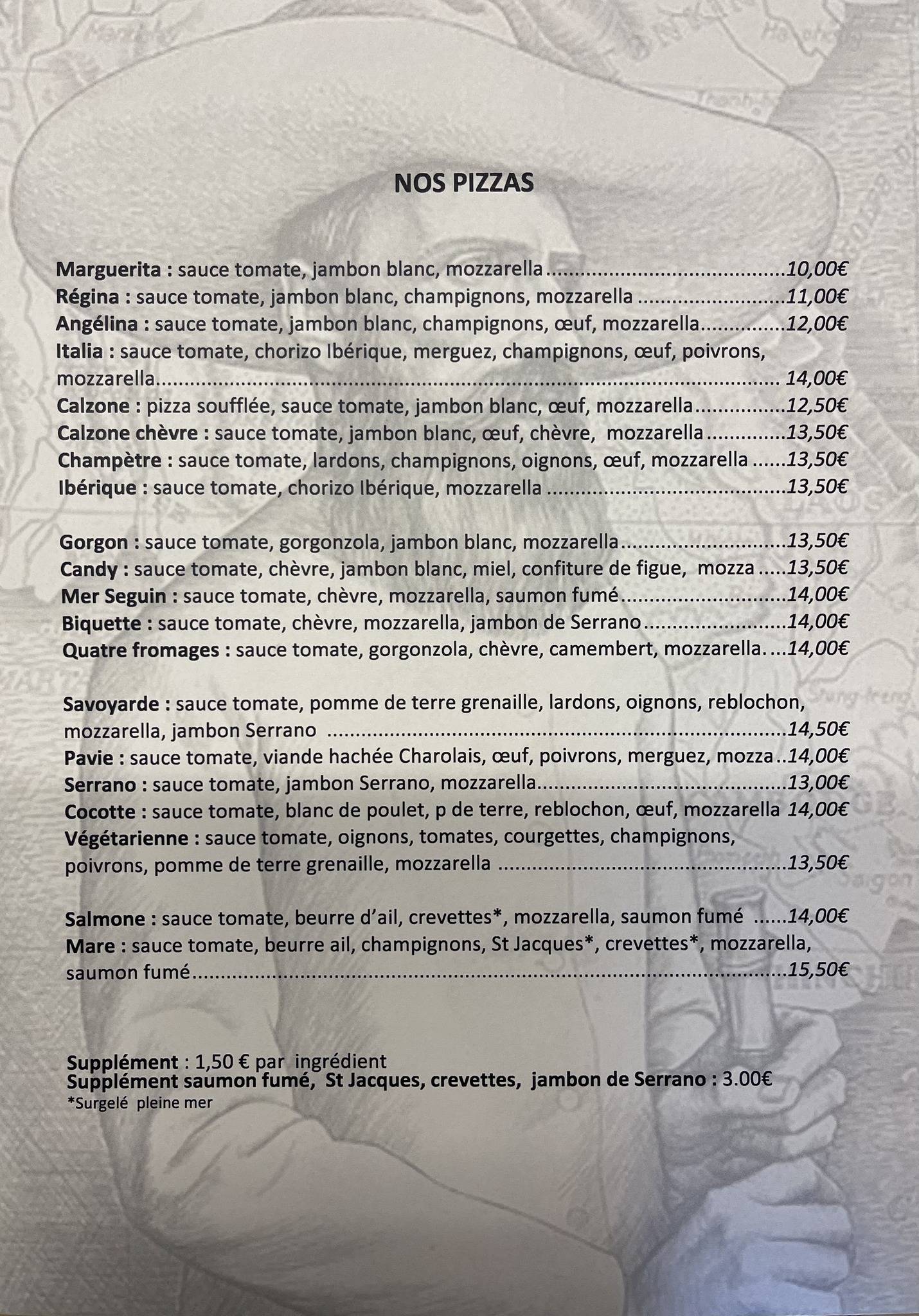 Menu de Bistrot d'Auguste