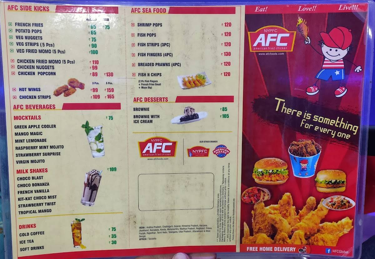 AFC AMERICAN FRIED CHICKEN menu