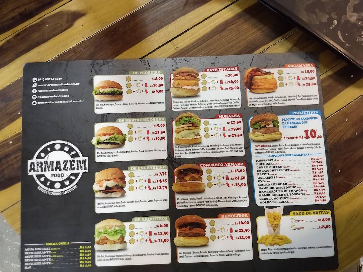 Armazém Food cardápio