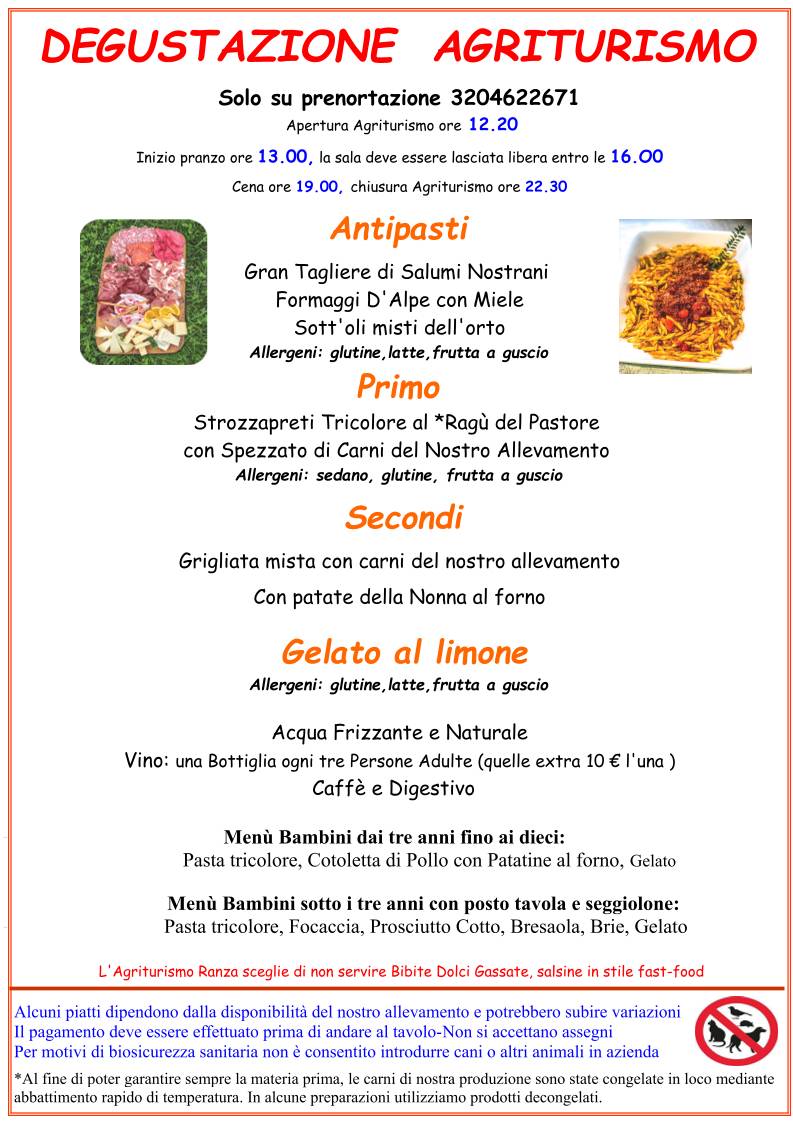 Menu di Agriturismo Ranza 