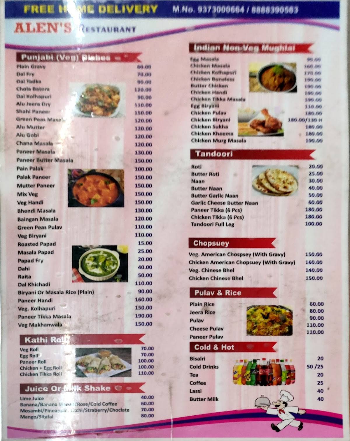 Allens menu