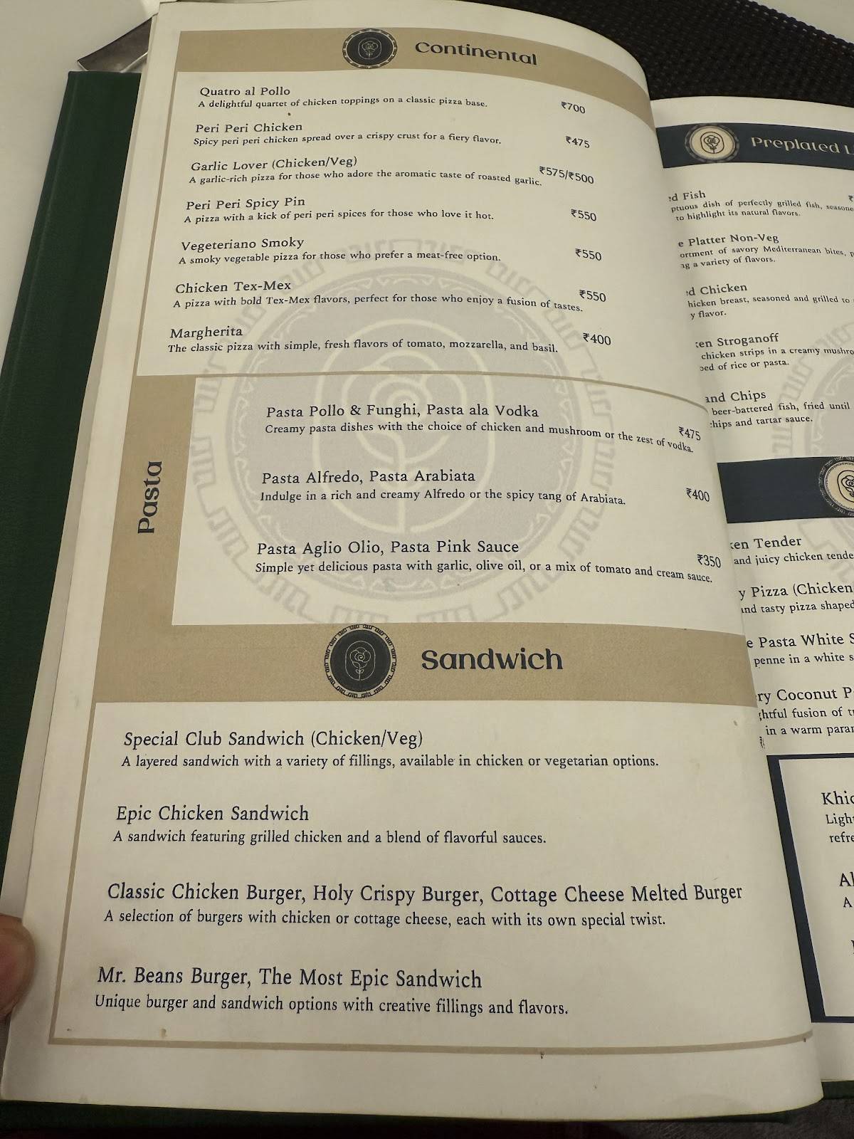 Alpenrose Restaurant menu